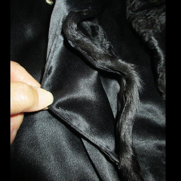 Vintage 1940's Black Broadtail-Persian Lamb Fur Stole Cape - Picture 13 of 15